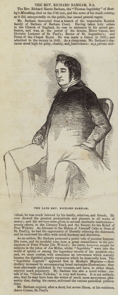 Zesnulý reverend Richard Barham (rytina) od English School