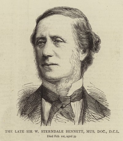 Zesnulý sir W Sterndale Bennett, Mus Doc, DCL (rytina) od English School