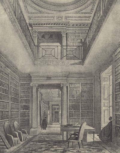 Knihovna, 1844 (hlubotisk) od English School