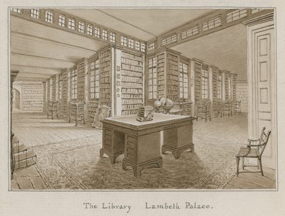 Knihovna, Lambeth Palace, Londýn (wc na papíře) od English School