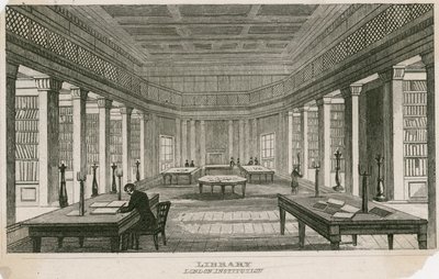 Knihovna londýnské instituce, Finsbury Circus, Londýn od English School