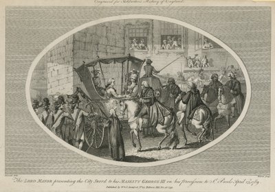 Primátor předává městský meč Jeho Veličenstvu Jiřímu III od English School