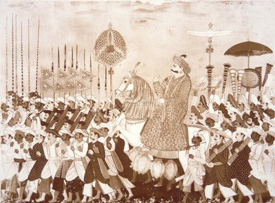 Mahratta náčelník Tulsaji z Tanjore (barevné lito) od English School