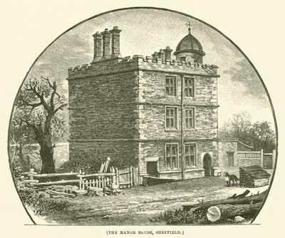 The Manor House, Sheffield (rytina) od English School