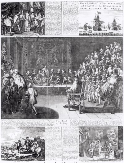 Manželství, války, utrpení a smrt královského mučedníka, krále Karla Prvního, tisk Henry Overton a J. Hoole (rytina) (foto bundw) od English School