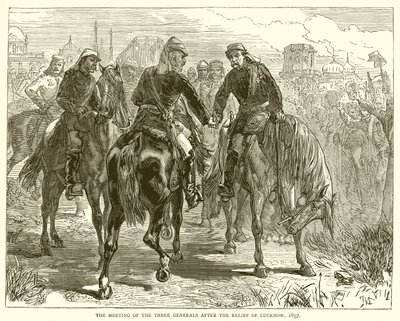 Setkání tří generálů po reliéfu Lucknow, 1857 od English School