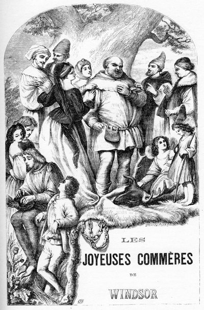 Veselé paničky Windsorské - Les Joyeuses Commeres de Windsor - Ilustrace v „“Dokončuje William Shakespeare““ 1866 – Ilustrace a obecná forma tohoto vydání jsou vypůjčeny z Cassellova ilustrovaného Shakespeara, vydaného v Londýně od English School