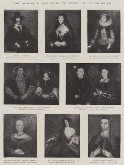 „Monarchové Velké Británie a Irska“ v New Gallery (litho) od English School