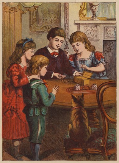 Pokladnička (barevná litografie) od English School