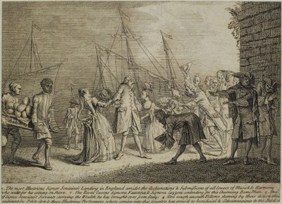 Nejslavnější signor Senesinos přistání v Anglii, c.1726 od English School