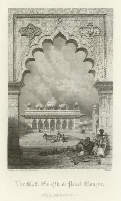 Moti Masjid, neboli Perlová mešita, Agra, Indie od English School