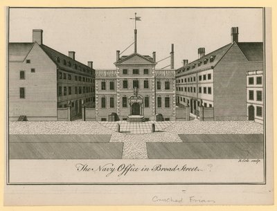 Navy Office v Broad Street nebo Crouched Friars v Londýně od English School