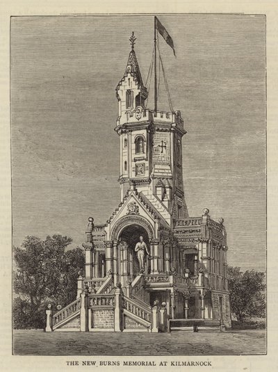 The New Burns Memorial at Kilmarnock (rytina) od English School