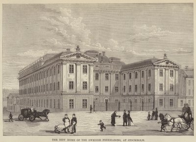 Nový domov švédských svobodných zednářů, ve Stockholmu (rytina) od English School