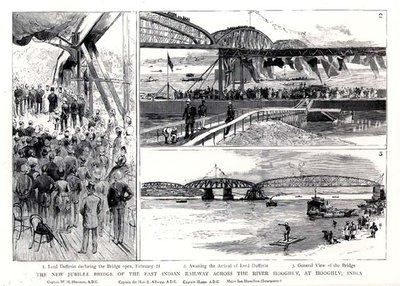 Nový jubilejní most východoindické železnice přes řeku Hooghly v Hooghly v Indii od English School