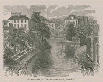 The New River Head, poblíž domu s doškovou střechou, Islington od English School