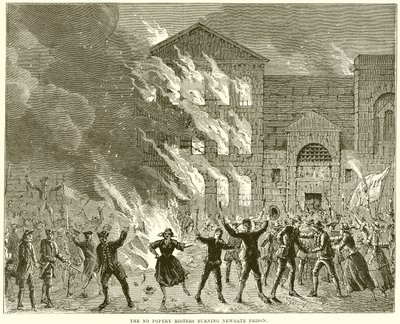 The No Popery Rioters pálí věznici Newgate od English School