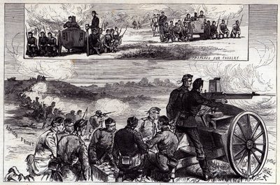 The Nordenfelt Guns at Aldershot, z Illustrated London News, září 1885 od English School