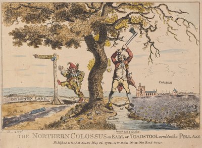 The Northern Colossus aneb Earl of Muchomůrka, hospoda. 1786 (ručně kolorovaná rytina) od English School