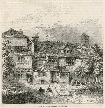 Starý strakatý býk (vzadu), dům sira Waltera Raleigha od English School