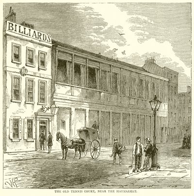 Starý tenisový kurt, poblíž Haymarket od English School