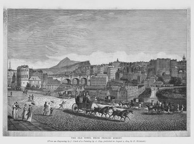 Die Altstadt, von Princes Street (Stich) von English School