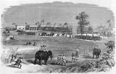 Otevření Východoindické železnice: Nádraží Burdwan, 1855 od English School