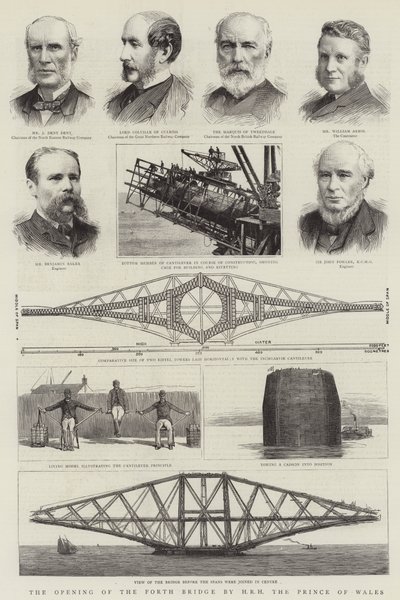 Otevření Forth Bridge od HRH prince z Walesu (rytina) od English School