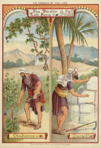 Podobenství o Kristu: Podobenství o dvou synech (chromolitho) od English School