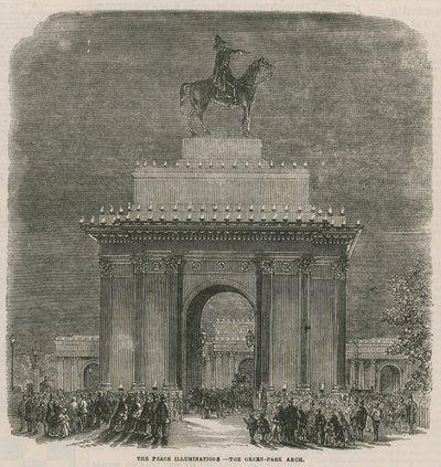Osvětlení míru v Green Park Arch od English School