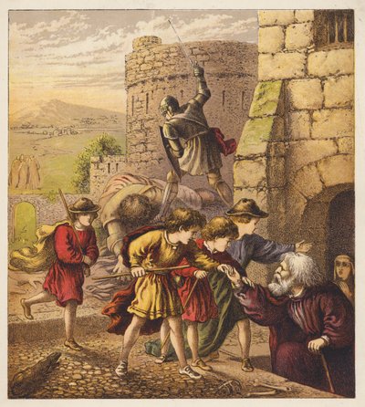 Děti poutníků (barevná litografie) od English School