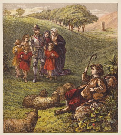 Děti poutníků (barevná litografie) od English School