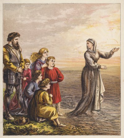 Děti poutníků (barevná litografie) od English School