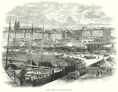 Barcelonský přístav (rytina) od English School