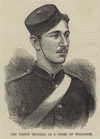 Princ Imperial jako kadet z Woolwiche (rytina) od English School