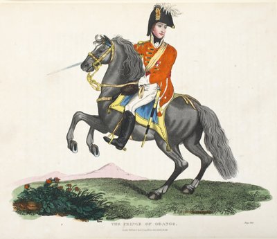 Princ Oranžský, hospoda. od Richarda Evanse, engr Romney, ilustrace z Historický popis bitvy u Waterloo od Williama Mudforda, 1816 od English School