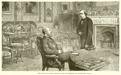 Princ z Walesu na návštěvě lorda Beaconsfielda v Hughenden Manor od English School