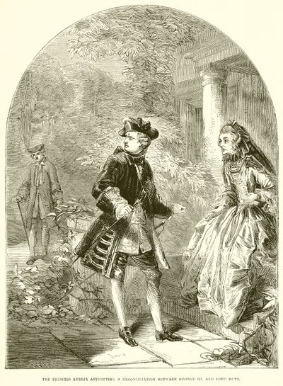 Princezna Amelia pokoušející se o smíření mezi Jiřím III. a lord Bute od English School