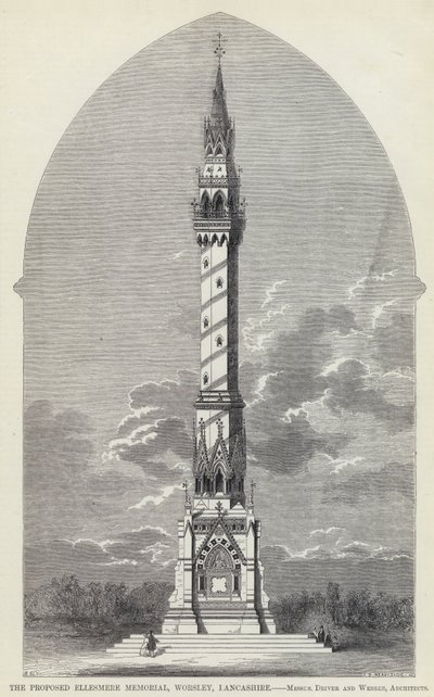 The Proposed Ellesmere Memorial, Worsley, Lancashire (rytina) od English School