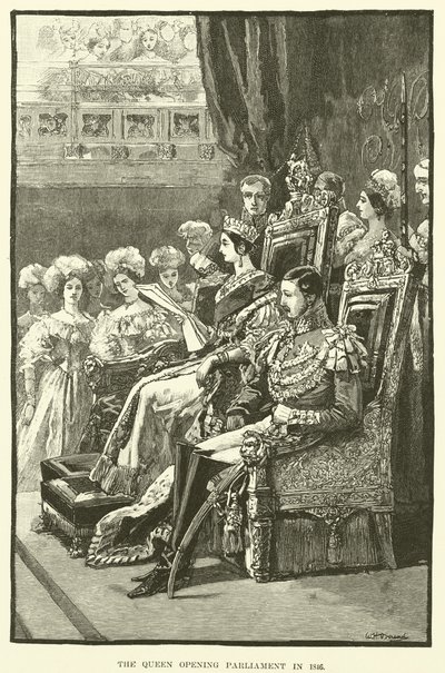 Královna otevírá parlament v roce 1846 (rytina) od English School