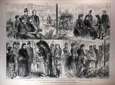 Královna na přehlídce Divokého západu Velké americké výstavy, z The Illustrated London News, 21. května 1887 od English School
