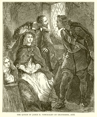 Královna Jakuba II ukrytá v Gravesendu, 1688 od English School