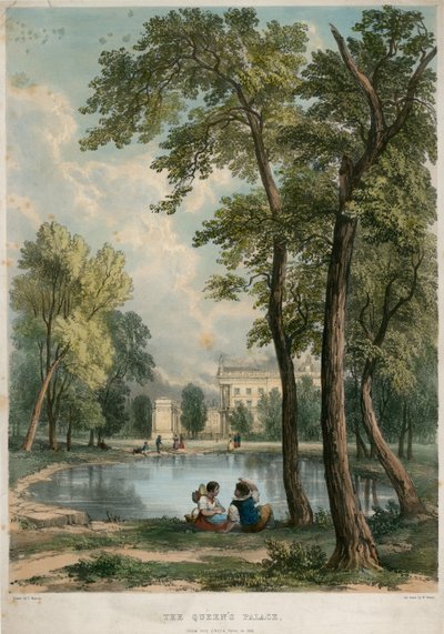 Královský palác, pohled ze Zeleného parku v roce 1836 od English School