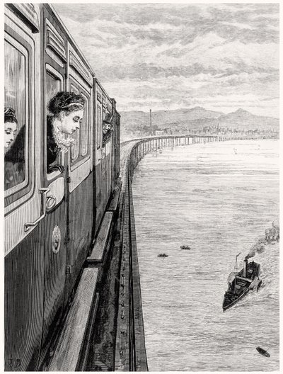 Královnin návrat z Vysočiny; Její Veličenstvo překračuje Tay Bridge, Dundee od English School