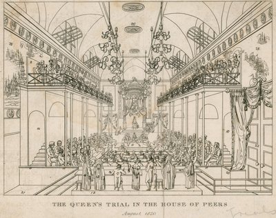Soud s Queens v House of Peers, srpen 1820 od English School