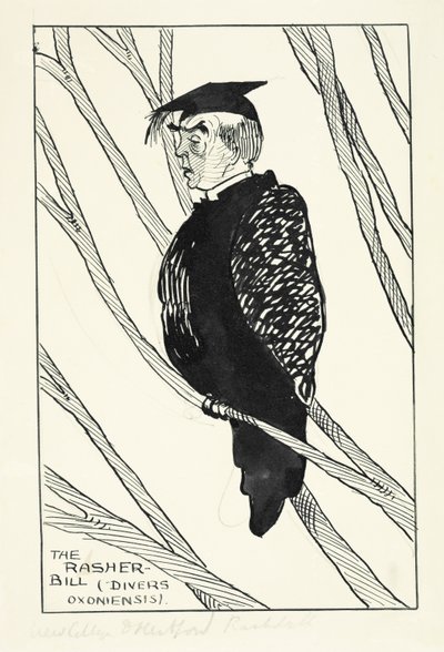 The Rasher-Bill (Divers Oxoniensis): Hastings Rashdall (1858-1924) (pero, inkoust a tužka na papíře) od English School