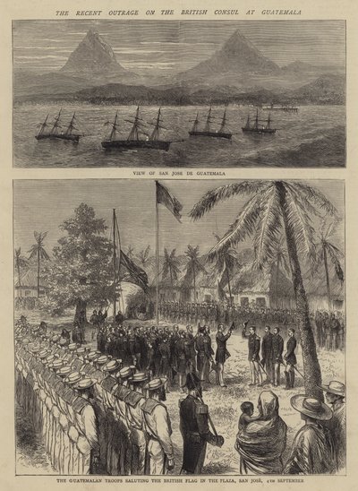 Nedávné pobouření na britského konzula v Guatemale (rytina) od English School