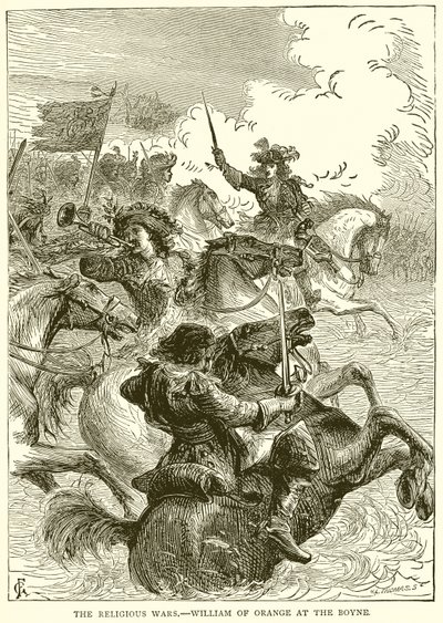 Náboženské války.-William Oranžský v Boyne od English School