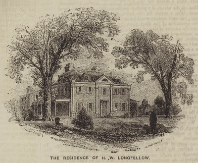 The Residence of HW Longfellow (rytina) od English School