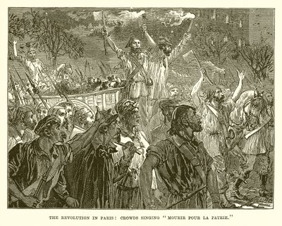 Revoluce v Paříži: Davy zpívající umírající za vlast od English School